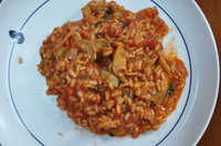 Risotto mit passierten Tomaten und frischen Artischocken